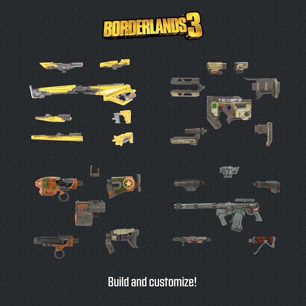 Check out these new Borderlands 3 MicroArmz replicas, available on 3/25 at 5pm PST, at Walmart.com! Build and customize your very own collection! #Borderlands