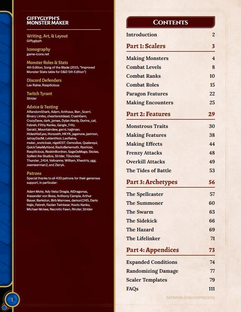 giffyglyph's tweet image. It. Is. Complete. Say hello to Giffyglyph's Monster Maker v3.0: a complete guide to building monsters and encounters for #dnd 5e. 🧵