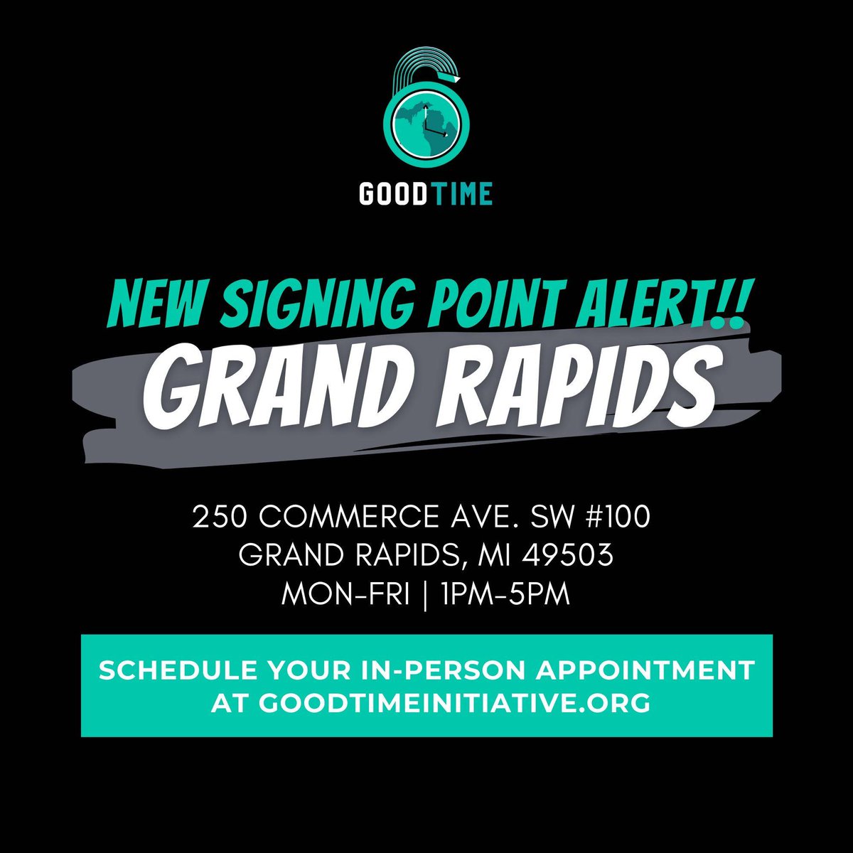 🚨NEW SIGNING LOCATIONS🚨

Due to high demand we have more #GoodTime signing locations statewide!!

Sign the petition at a location near you here:
ow.ly/gsUU30seKeg

#FreedomEarned2022