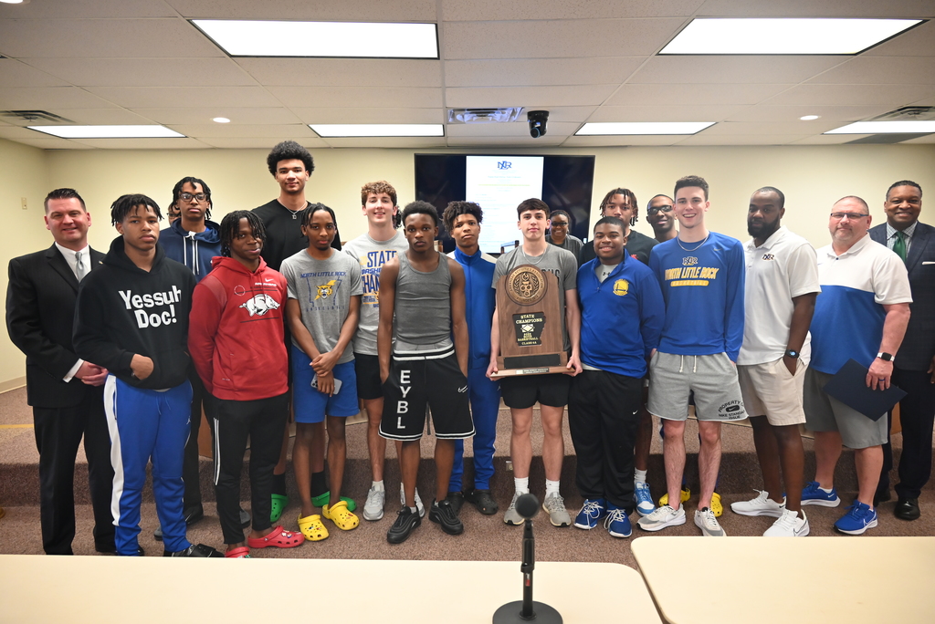 The Superintendent recognized the Charging Wildcats and their coaches on winning the Class 6A Boys Basketball championship game!  The team finished the season with a 28-3 record. They are ranked #1 in Arkansas and #12 nationally.