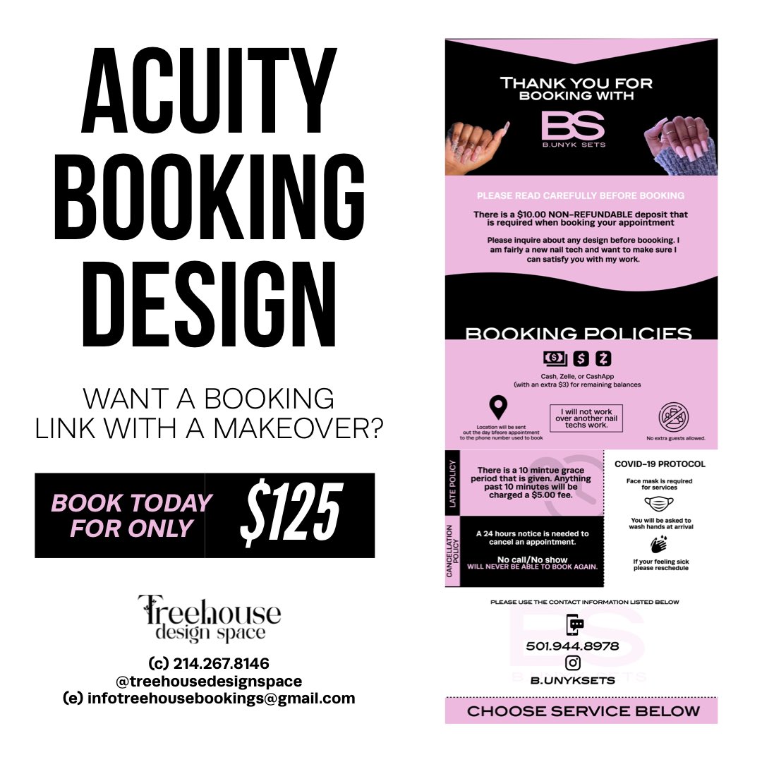 WonnJamesss's tweet image. Do you use Acuity Scheduling and want a makeover? Book for a new design today!

Acuity Booking Design for only $125.00
#acuityscheduling