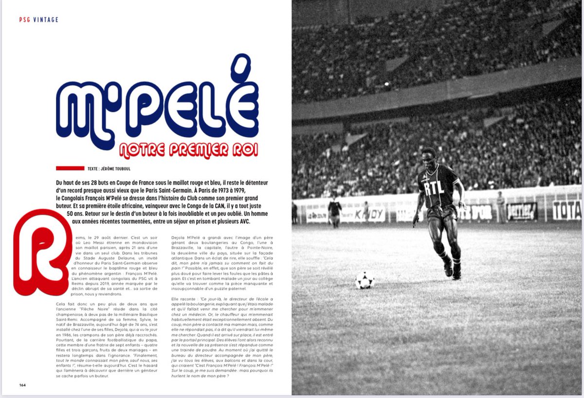 Quel plaisir de recevoir ces photos du grand François M’Pelé, depuis son domicile de Reims ! Le mag du <a href="/PSG_inside/">Paris Saint-Germain</a> rend hommage au tout premier grand buteur de l’#Histoire des 🔴&amp;🔵 et qui reste à ce jour le meilleur buteur du #PSG en Coupe de #France (28 buts) 🇫🇷 #Paris #sport