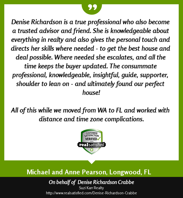 RealtorDeniseFL's tweet photo. I’m truly privileged to work with such wonderful clients. I truly love https://t.co/rbplKyGMZy via @realsatisfied https://t.co/e0ncwKXRtc