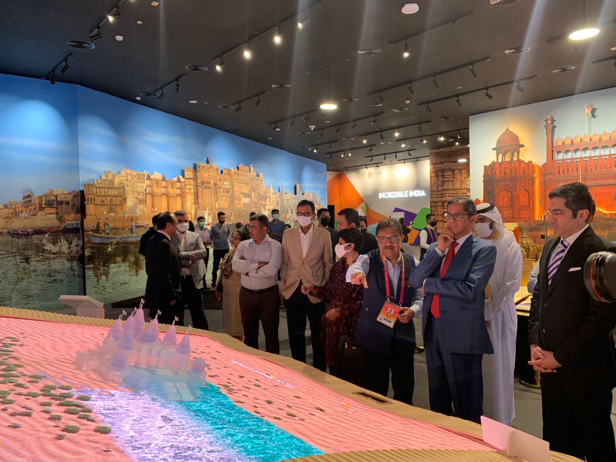 AbuDhabiMandir's tweet photo. Hon. Chief Justice of India, Shri N V Ramana visited the @BAPS Hindu Mandir at the India Pavillion today. He was accomanpied by his family, the @cgidubai &amp; other dignitaries. The Chief Justice appreciated the project's value to intercultural, interfaith &amp; transnational harmony https://t.co/YjenLODCHW
