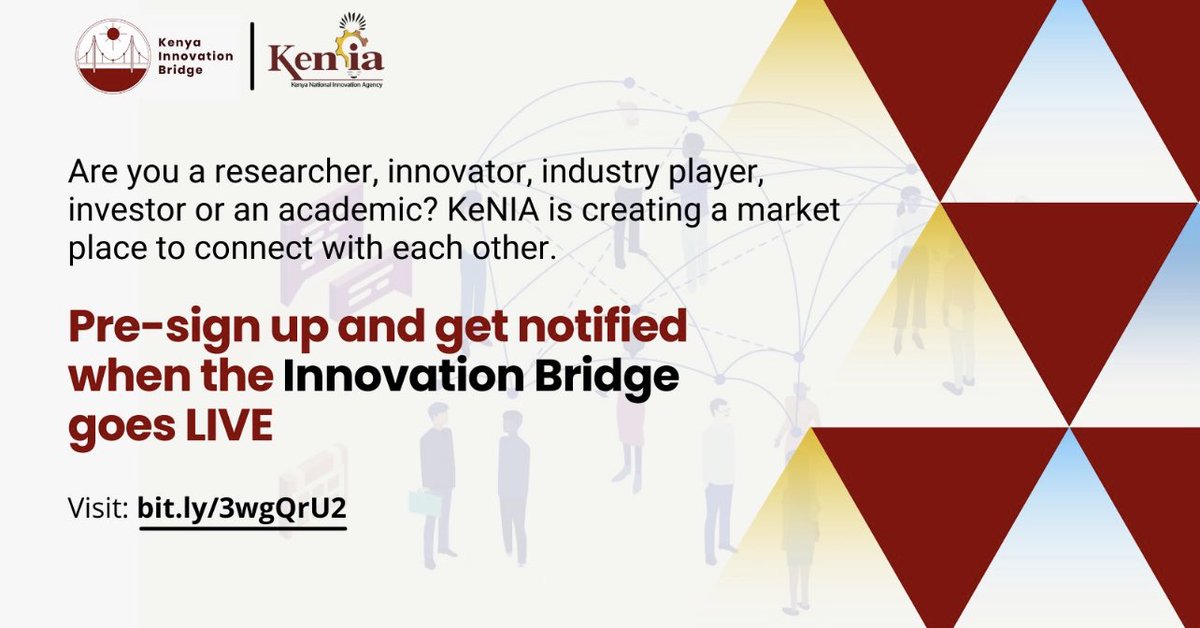 The next big thing from Kenya National Innovation Agency ⁦<a href="/KENIAupdates/">Kenya National Innovation Agency (KeNIA)</a>⁩ and partners! A digital market place for #innovations. Watch the space 💪🏽