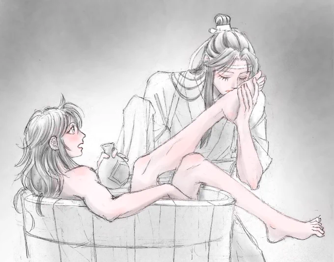 色々な所に口づけ その11
足に……
こちらもkochoさんからのリクエスト🙏
#魔道祖師 #mdzs
#忘羨 #一日一忘羨 