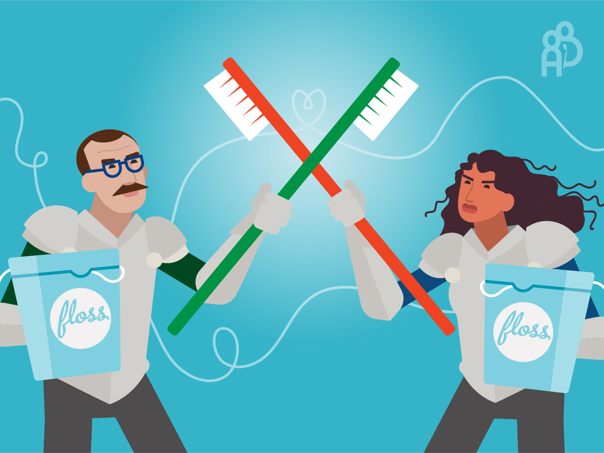 Daily flossing with unwaxed floss and brushing your teeth with a soft-bristle toothbrush is a winning combination to help prevent cavities, tooth decay, and gum disease.
