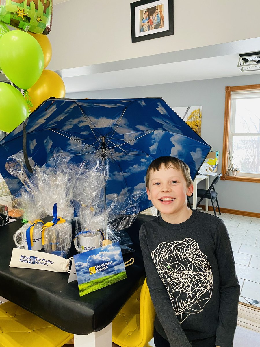 McCallumJM's tweet photo. Happy 9th Birthday to our future weatherman! Thanks to the @weathernetwork &amp; @StormhunterTWN for making his birthday extra special this year! #hisyearhasbeenmade https://t.co/uRQ7GmkfeY