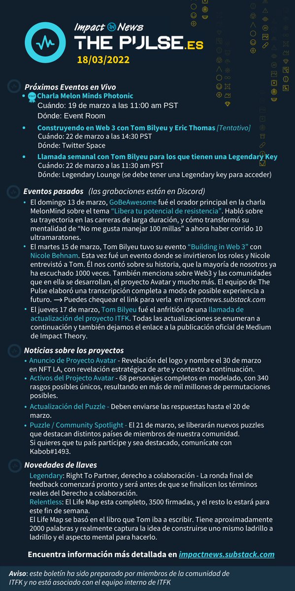 ThePulse_ES's tweet photo. Ya tenemos la ediciรณn de esta semana lista!! Novedades del #AvatarProject, Life Map para #RelentlessKey y una imperdible entrevista con @BrandonGormley
Que lo disfruten.
https://t.co/cZGdja9z2n
@FoundersKeyIO @ThePulse_news https://t.co/GmIPf6ZlFa