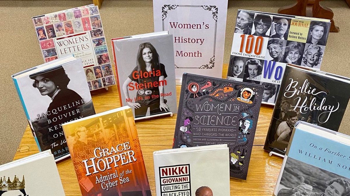 SMLions's tweet photo. Looking for a book to read over spring break? Check out our #WomensHistoryMonth LibGuide here: https://t.co/fhpqFsRkQD. Thank you, @SMLionsLibrary!📚 🦁 #smlearns #smlionslibrary #whm2022 #whmatsm #smlionpride https://t.co/FESGsMbH77