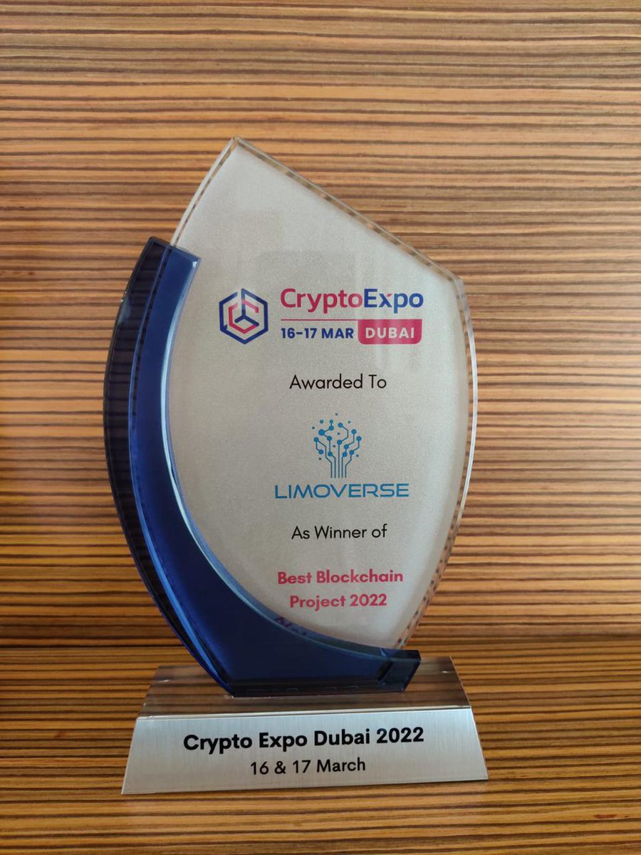 We won it!! Truly honored to recieve the award at Crypto Expo Dubai 2022 :  LIMO: The Best Blockchain Project of 2022. #blockchain #CryptoExpoDubai # crypto #Dubai #limoverse #Metaverse