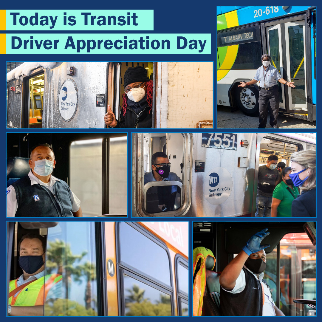 FTA_DOT's tweet photo. Though we appreciate our transit drivers year-round, be sure to say thanks today to those who make it possible for you to arrive at your destinations safely every day. https://t.co/OTjofUnl0r