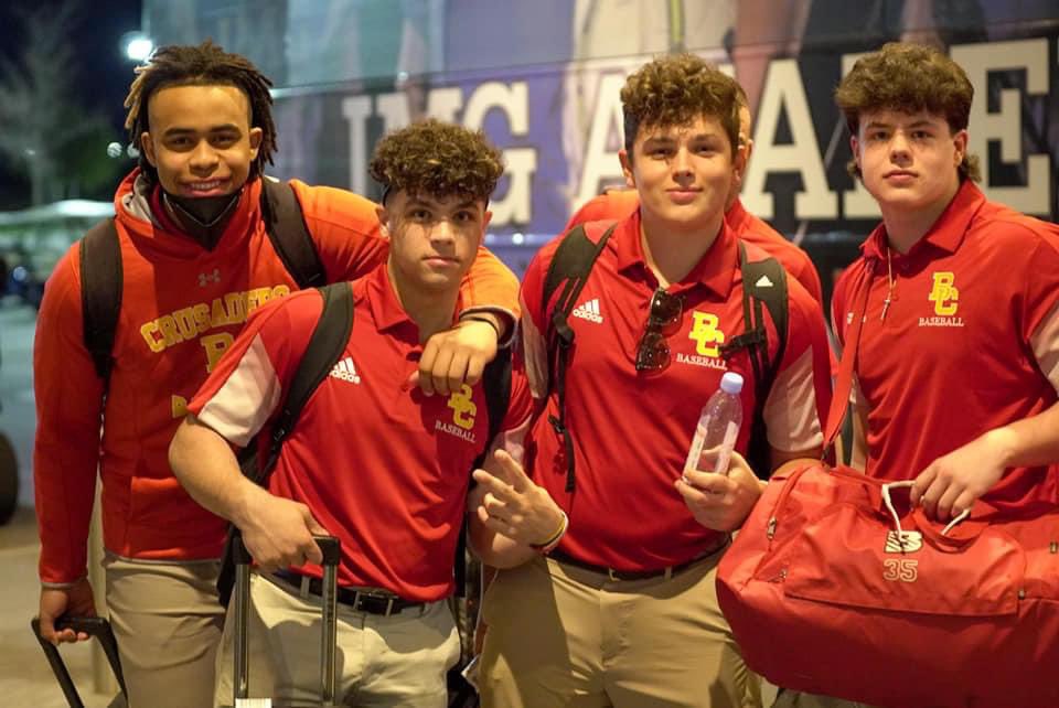 BCpresident0718's tweet photo. Our baseball team has arrived at IMG!  After multiple delays they made it! 

Good luck to @BergenCathBase this weekend! https://t.co/BQgRFvNZtF