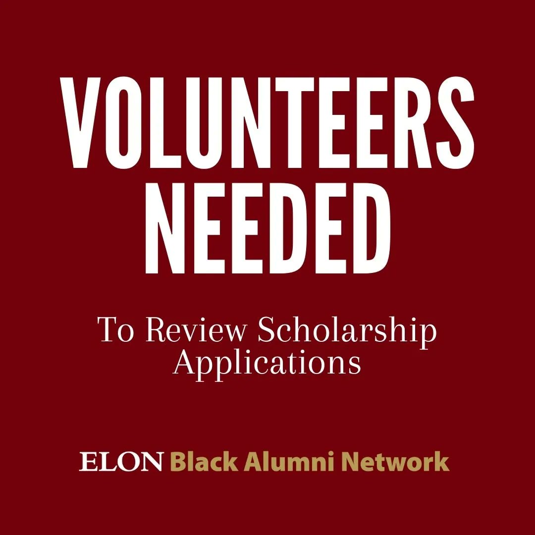 ElonBlackAlumni's tweet photo. We are looking for volunteers for the scholarship committee. Volunteers will help review applications and assist with interviews for the Black Alumni Scholarship selection process. If interested, please shoot an email to ebanscholarship@gmail.com by March 20. https://t.co/zaQSQxDO86