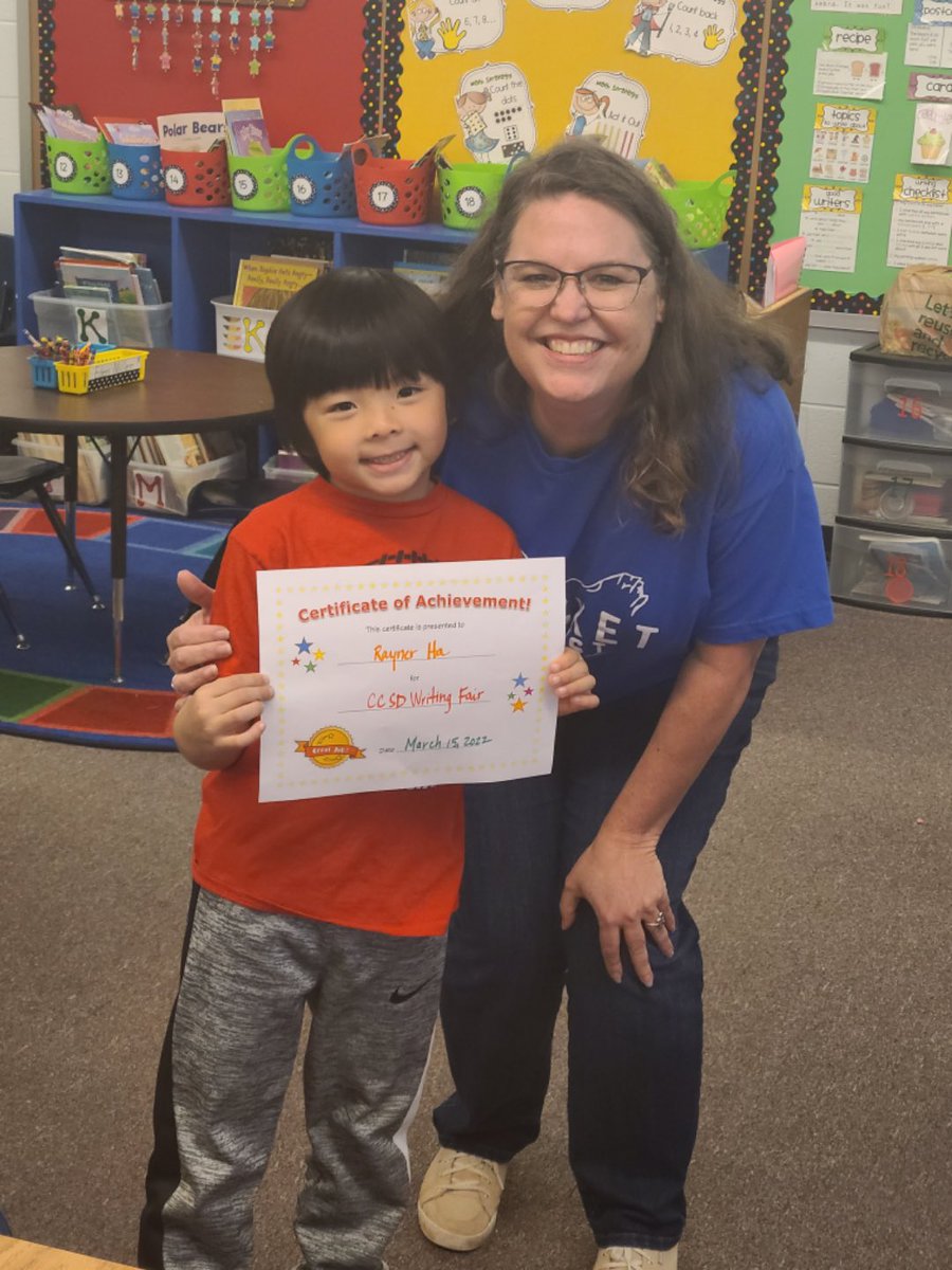 So proud of this amazing writer for representing Vaughan Kinders and winning 3rd place in the CCSD writing fair! #soaron
