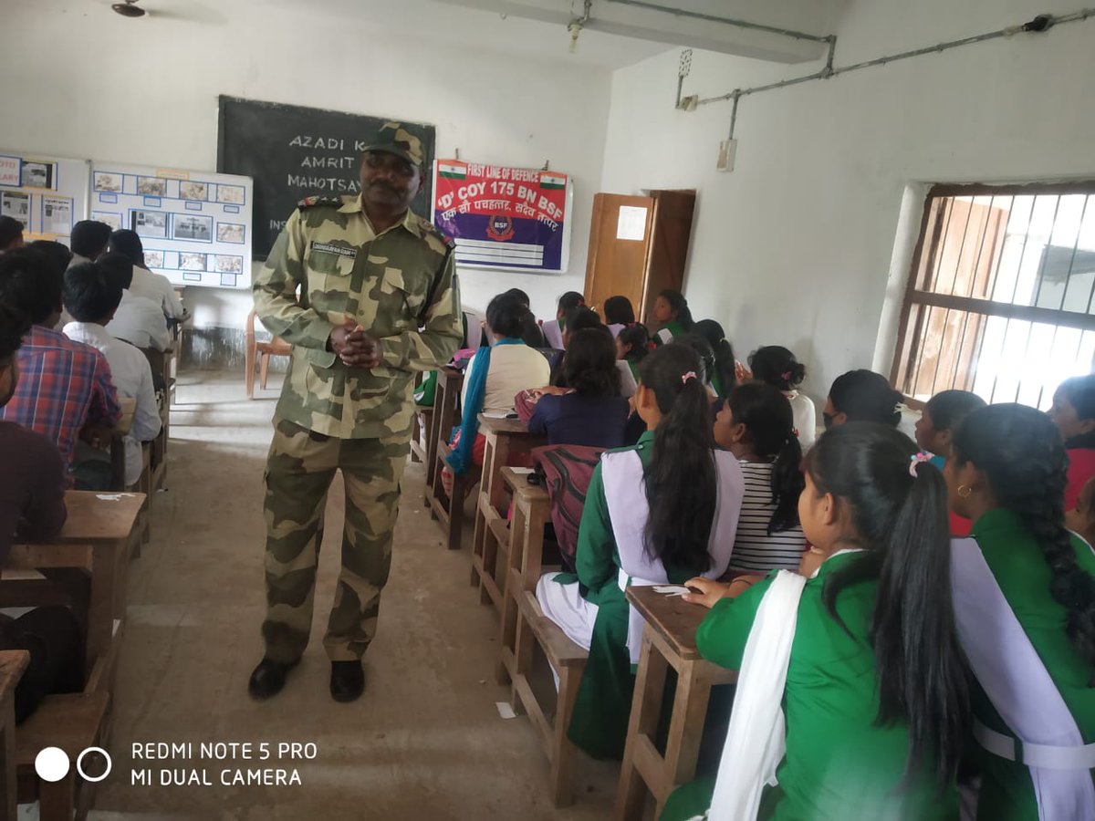 BSFNBFTR's tweet photo. A Career Orientation Programme for the students of Inter College Jugalpara, WB was organised by #175Bn @BSFNBFTR. They were counseled about the job opportunities in Defence Forces. Teachers appreciated the efforts of @BSFNBFTR for the career development of the youth.
@BSF_India https://t.co/zGCF1tN24q