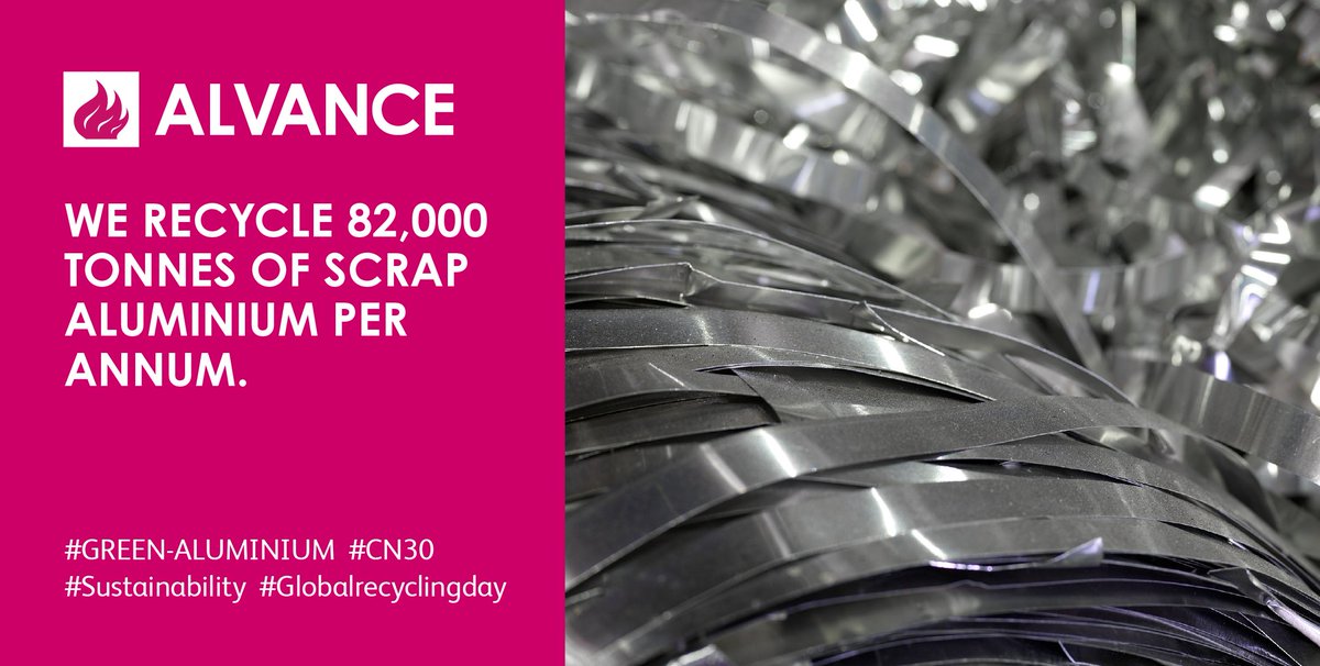 AlvanceAlGrp's tweet photo. Through our operations onsite and through our partnerships with our customers, we recycle 82,000 tons of scrap aluminium per annum.

#GREENALUMINIUM, #CN30, #Globalrecyclingday, #Sustainability #ALVANCE #recycling #aluminium @GlbRecyclingDay https://t.co/vXhj9BBvAM