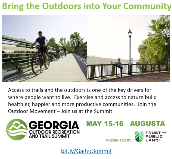 Greenway_Brent's tweet photo. Excited for the return of the GA Outdoor Rec &amp; Trail Summit! Join us in 2 months in @visitaugustaga for an excellent program on how to get more people outdoors and on trails like #EastCoastGreenway - learn more: https://t.co/JIbLeQevd4 @tpl_org @Tide2Town https://t.co/oNjiw1dV4k