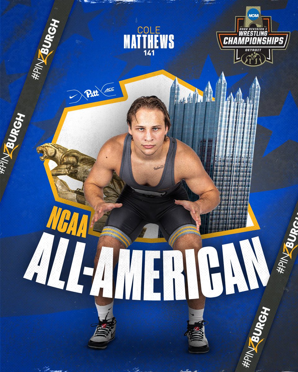 Pitt_WRES's tweet photo. All-American 🇺🇸 @ColeMatthews9 

83rd All-American in Pitt History 🏆

#H2P » #NCAAWrestling https://t.co/iJ3qZvriao