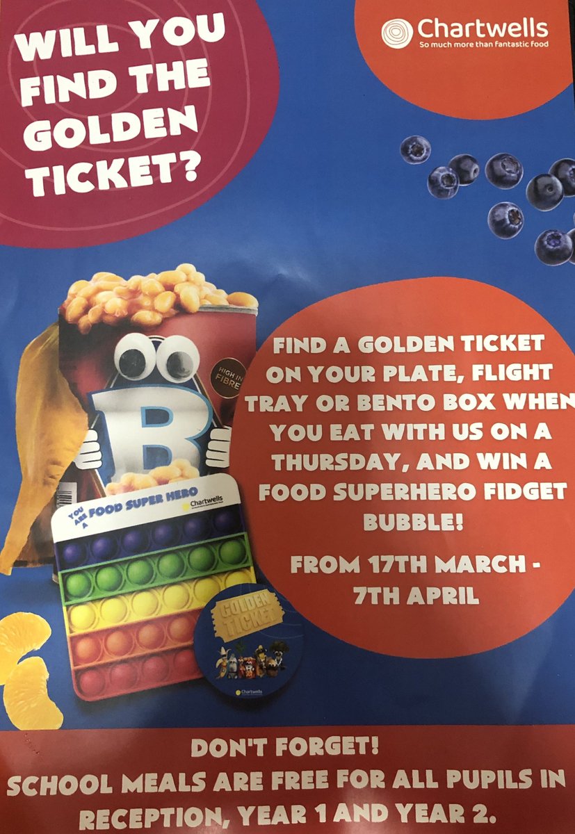 These children found the <a href="/ChartwellsM/">Chartwells_MLP</a> Golden Ticket! Congratulations and well done to you all. Don't forget to check your plate next Thursday! You could be the next lucky winner. 🤞 <a href="/MabLanePri/">Mab Lane Primary Sch</a> #schoolmeals #goldenticket <a href="/Chartwells_UK/">Chartwells Schools</a>
