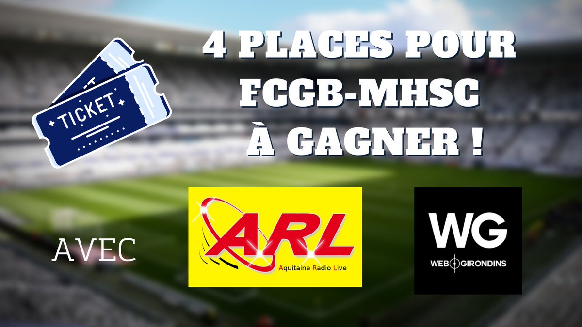 🎁 JEU #CONCOURS 💨 ⚽️

🎫 Deux lots de 2 places pour le match #FCGBMHSC à gagner avec ARL et <a href="/webgirondins/">WebGirondins</a> 

Pour participer :

➡️ RT + Follow <a href="/webgirondins/">WebGirondins</a> &amp; @TopMB33 
 - TAS samedi à 18h 🍀
 Bonne chance !