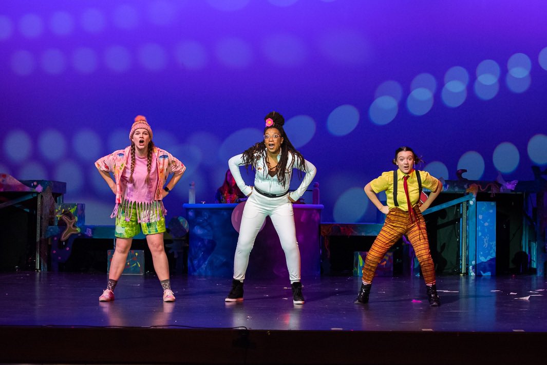 2 of the 3 characters in this picture have the middle name “Hero” … Come see #TheSpongeBobMusical to find out which is the odd creature out! 😀 Runs this weekend only! Go to HSEDrama.org to get your ticket now! @HSEPerfArts