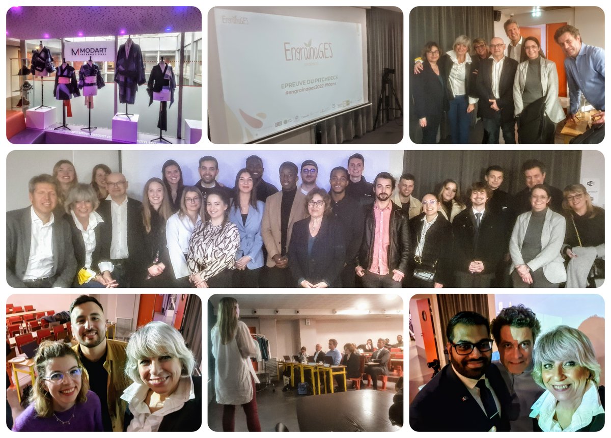 Superbe quart-de-finale hier soir sur le campus de @Modart_Paris.👏aux candidats et 🙏au jury <a href="/adebuche/">Amaury de Buchet</a> <a href="/ChantalCorbet/">Chantal Corbet</a> <a href="/JRSergent_PRO/">Jean-Roch Sergent</a> #BénédicteDroval #JérômeToscanelli. Résultats le 6/04! #concours #étudiants #startups #entrepreneurs #innovation #impactsocietal #engrainages2022