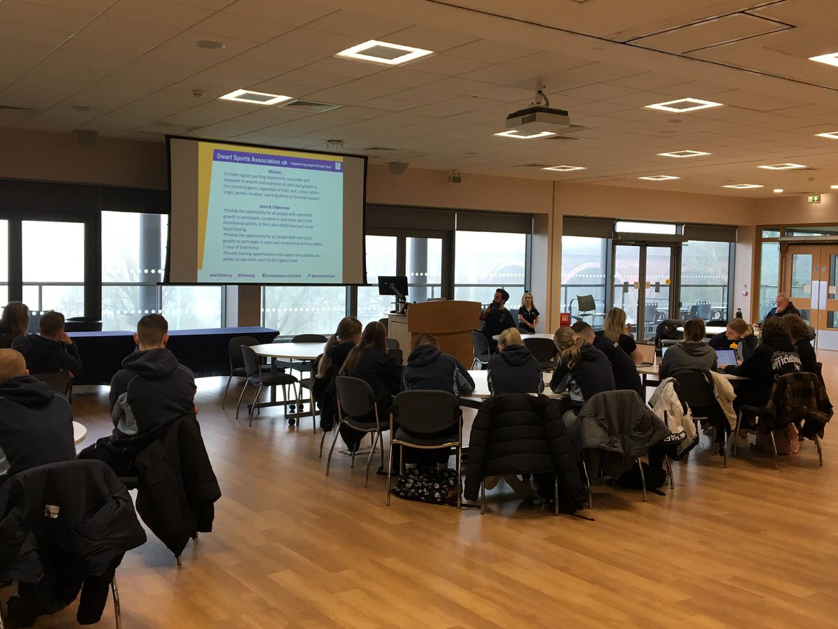 Becs_Foster's tweet photo. Thanks @dwarfsportDSAuk Tom and Lauren for an informative talk about the impact sport can have for people with dwarfism @WorcPE https://t.co/BnymQFJZpg