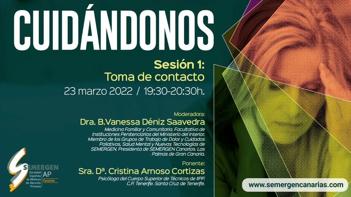 SEMERGENap's tweet image. 🔜 23 Marzo
📌 #Cuidandonos , un proyecto de 6 sesiones  de @SemergenCan en el que abordará  el cuidado de la #SaludMental de los sanitarios