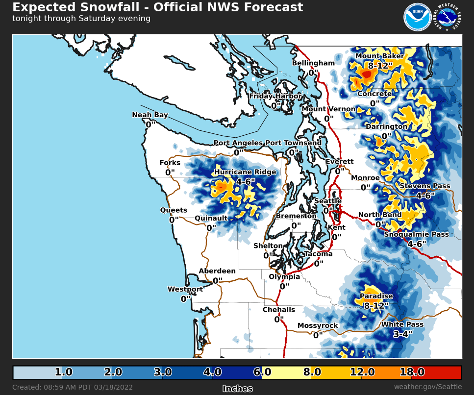 Seattle Snow Map NWS Seattle on Twitter: