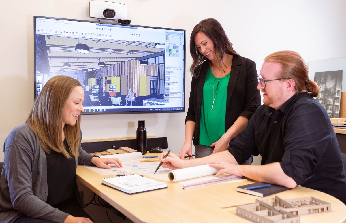 IntegrusArch's tweet photo. Kandis, Matthew &amp; Katie are passionate about continuing the firm’s long-standing, design-forward approach, especially continuing towards addressing such critical issues as integrated design, environmental stewardship, &amp; equity. #TeamIntegrus #Leadership #design https://t.co/guczdJWt0D