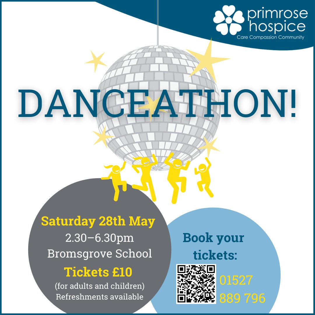 Grab those #dancing shoes for the Primrose #DANCEATHON! 💃👯🕺 Join us this May for a fabulous, fun, 4 hour fitness and dance class marathon! All the family is welcome and fancy dress is encouraged! 🌟
 
Find out more and get your tickets here 🔽
primrosehospice.org/events/primros…