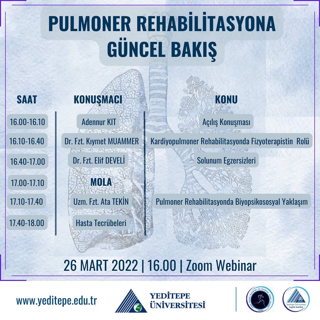 yuphitsa's tweet photo. PULMONER REHABİLİTASYONA GÜNCEL BAKIŞ ETKİNLİĞİ✨ Çok değerli hocalarımızla birbirinden önemli bilgiler edineceğiz! Katılım formu instagram biyografide❤️ #pulmoner #rehabilitasyon https://t.co/RgxFzfYDCs