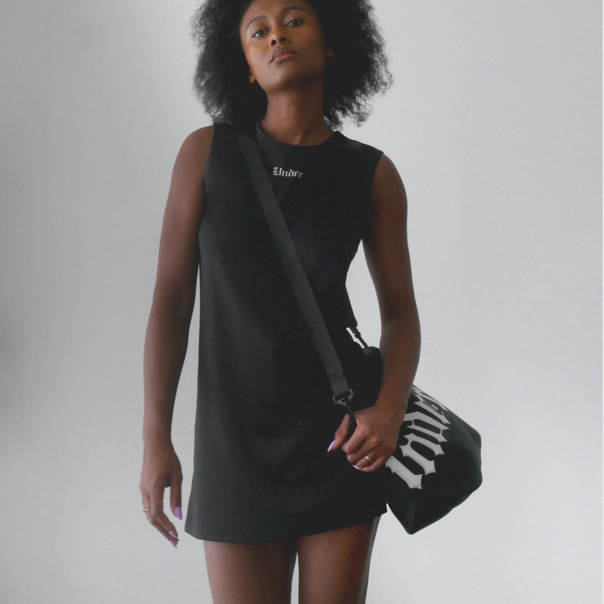 UnderLA's tweet image. Logo Round Neck Shift Dress / Black