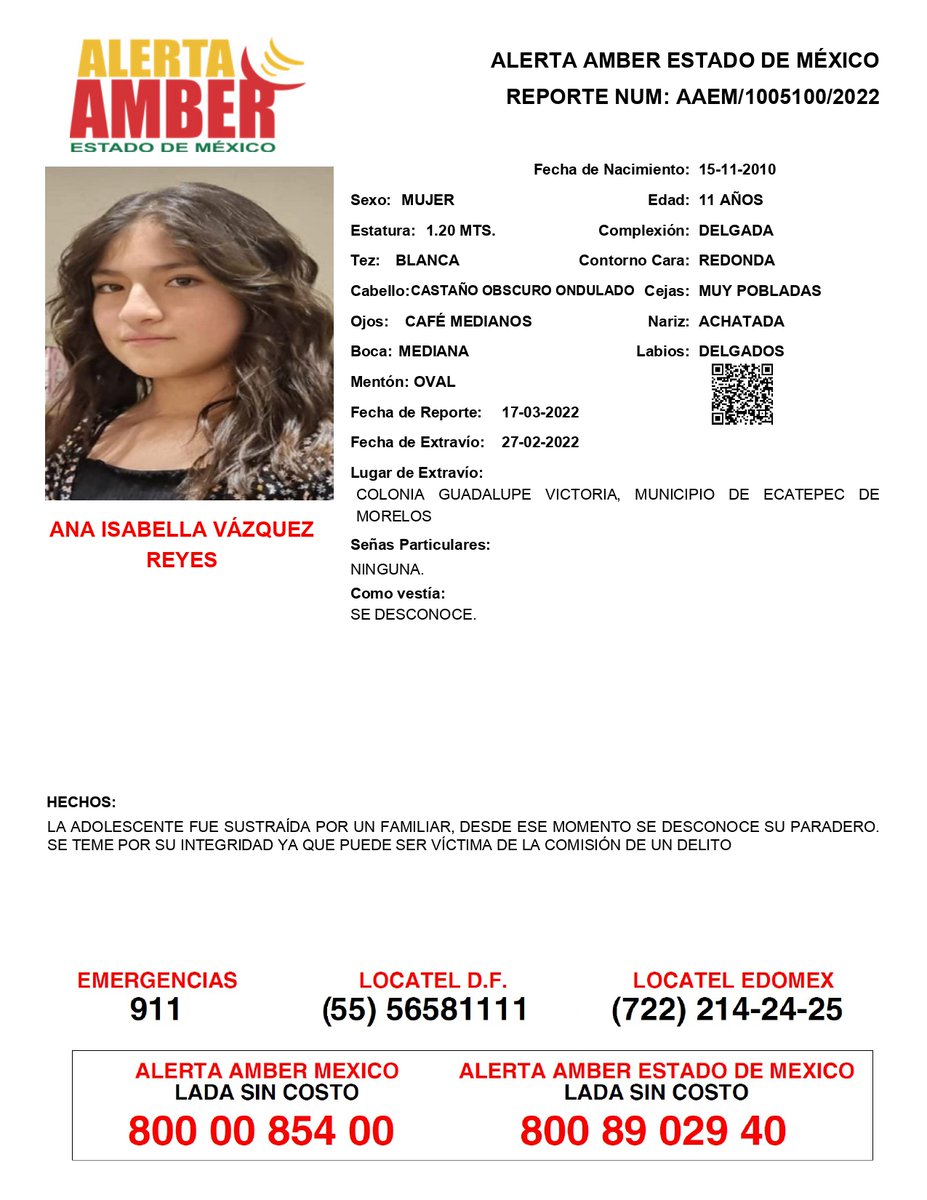📍Tu apoyo es importante, ayúdanos a difundir, cualquier información para localizar a las siguientes personas comunícate al 📞800 890 2940 Alerta Amber Edoméx y ☎️800 7028 770 #FiscalíaEdoméx