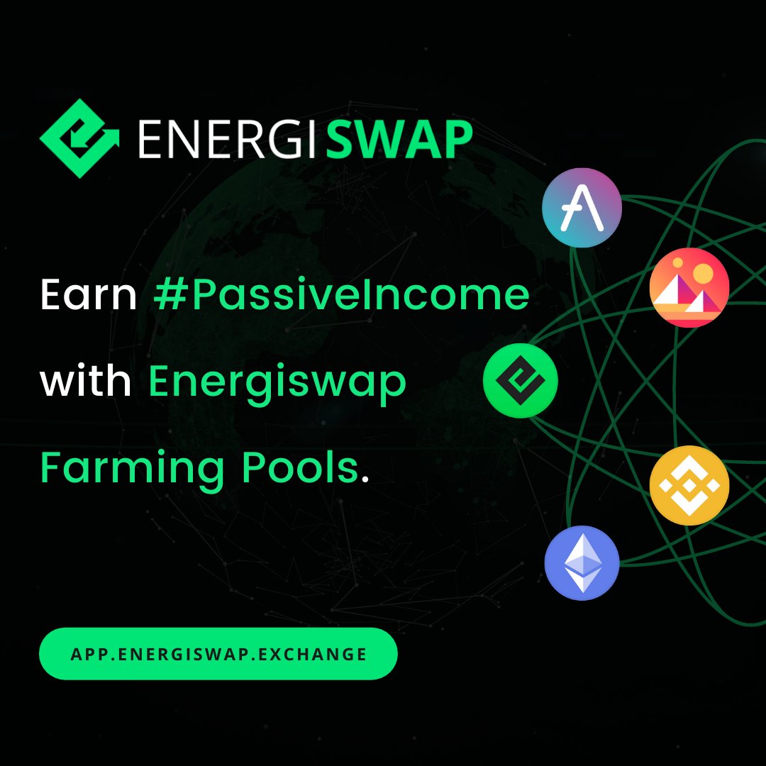 energi's tweet image. With over 25 Pairs to choose from, Energiswap offers some of the most Rewarding #FarmingPools in #Defi.

Earn #passiveincome by #farming on Energiswap, the safest #Blockchain in the world.
bit.ly/3qawB9q