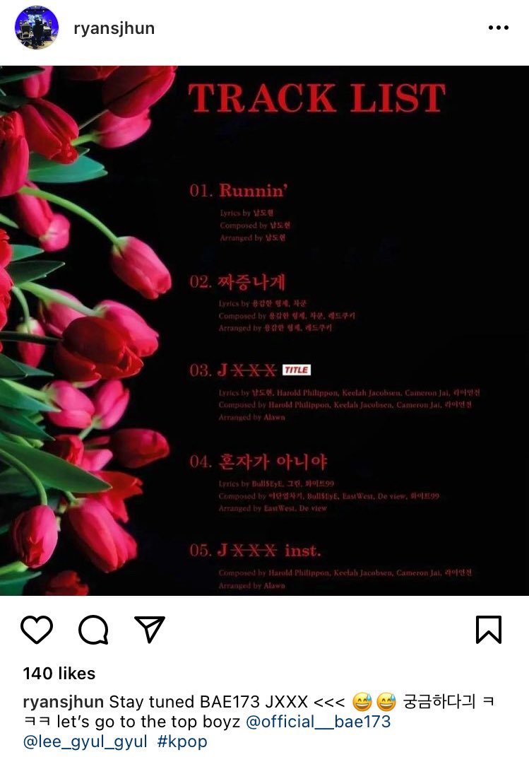 1004gyul's tweet photo. Ryan Juhn instagram update

“Stay tuned BAE173 JXXX <<< 😅😅😅 you are curious right ㅋㅋㅋ let’s go to the top boyz @/official__bae173 @/lee_gyul_gyul #kpop”

#BAE173 #RyanJuhn #BLAZE

Let’s gooo!! https://t.co/UkFvgIjDqb