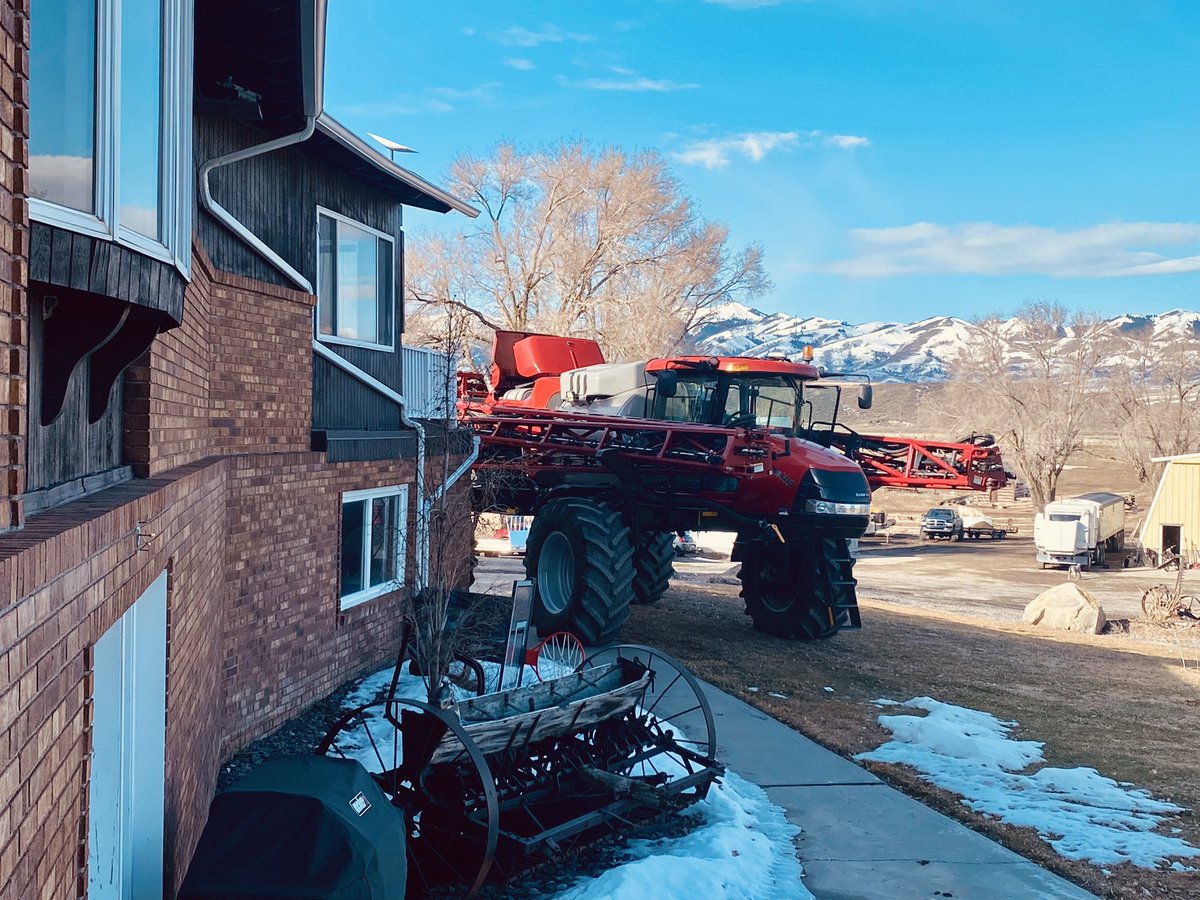 Grown-up priorities…<a href="/dustfrmer/">Cory Kress</a> parking the sprayer on the lawn for a better wifi signal so he can update software faster. 🤷‍♀️😆