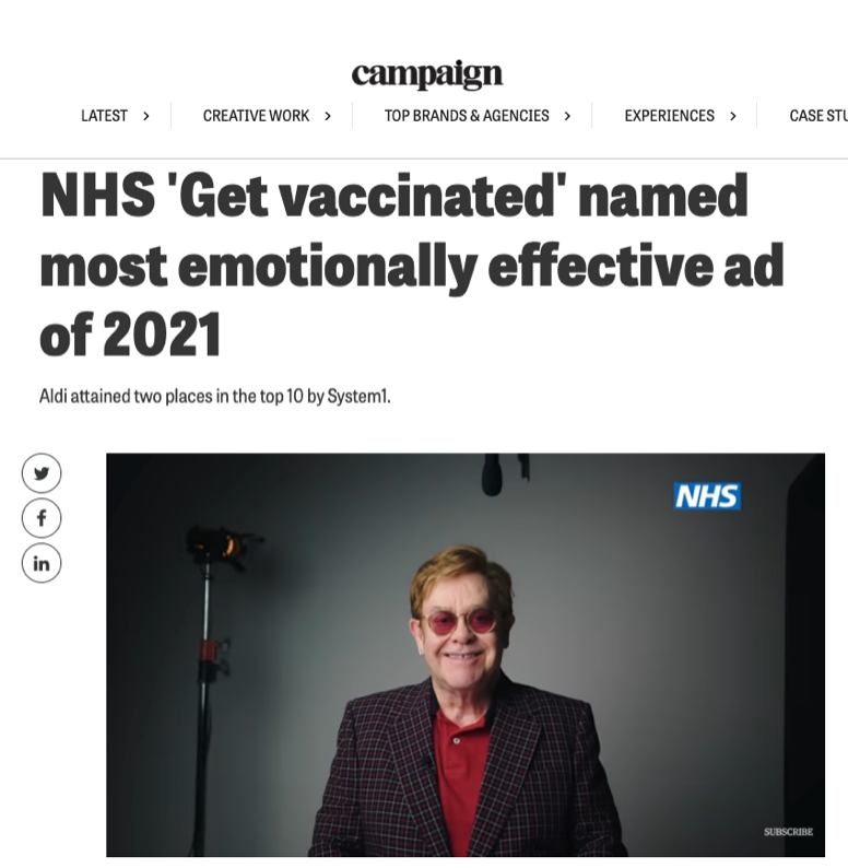 Most emotionally effective ad of 2021! Great story from Campaign about Steven Pipe’s NHS ad 💙

Writer &amp; Director: <a href="/m/">M</a>.r.s.p.i.p.e
Producer: @mrsclarelaurence
DOP: Amy Newstead
Edit: <a href="/gorilla_editors/">Gorilla Editors</a>
Colour: @candtvstudio
Producer: @hagansian