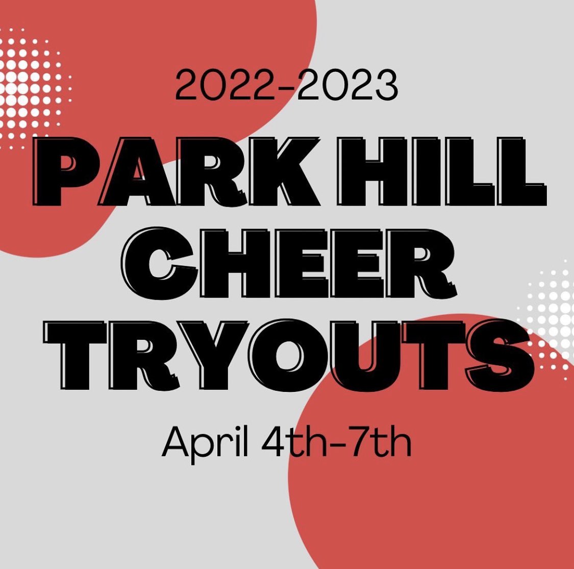 We hope that everyone is having a relaxing spring break! The 2022-2023 Park Hill Cheer tryout dates are quickly approaching. Check out our website linked in our bio for more information regarding tryouts! All information is under the “Events” tab. #phvc #phjvc
