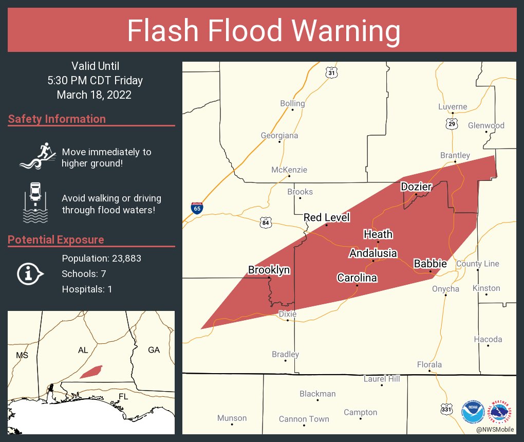 NWSFlashFlood on Twitter "Flash Flood Warning including Andalusia AL