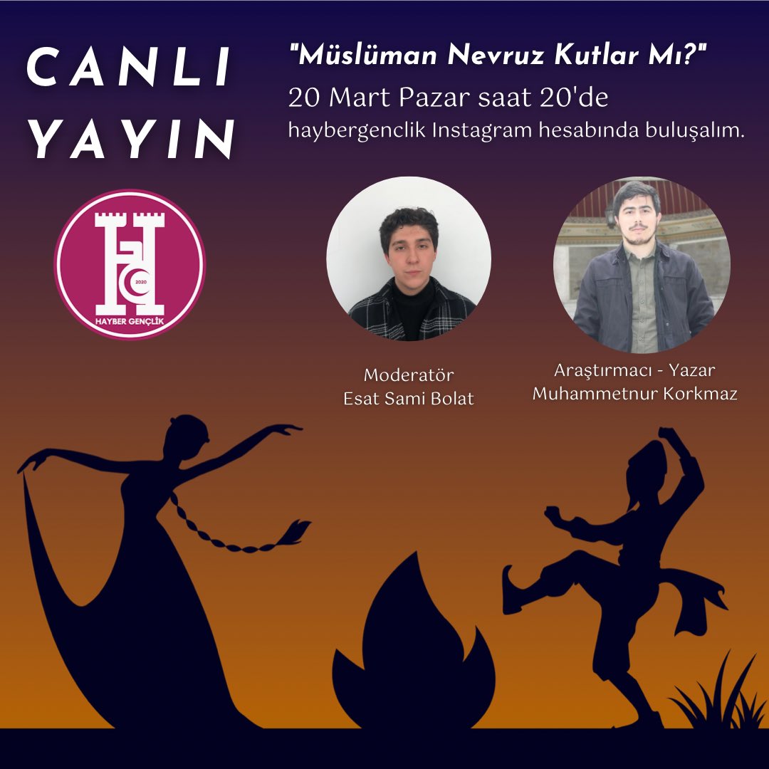 haybergencliktr's tweet photo. 20 Mart Pazar Günü “Müslüman Nevruz Kutlar Mı?” Konulu Canlı Yayınımızla Aklınıza Takılan Tüm Sorulara Cevap Bulacaksınız. Sakın Bu Yayını İzlemeden Nevruz’a Giriş Yapmayın! :)
#Nevruz #21MartNevruzBayramı #Müslüman #HayberGençlik #İslam #Din #Dini #İman #Gençlik #Genç https://t.co/abqeFvHIPG