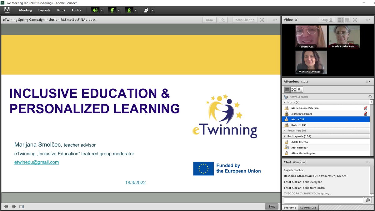 mscro1's tweet image. I had the pleasure to talk about Inclusive Education and Personalized Learning as a part of eTwinning Spring Campaign organized by @eTwinningEurope 
Great to hear and learn from Marie Louise, another eTwinning featured group moderator. @eTwinningHR 
#etwinning #springcampaign ☺️