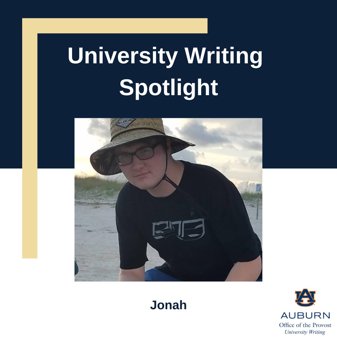 UnivWritingAU's tweet photo. Today we're putting lead consultant Jonah in the University Writing Spotlight! Scroll through these images to learn more about him. #UniversityWriting #AuburnUniversity #Auburn #WritingAtAU #auburnuniversity https://t.co/fpu6ZdBauO