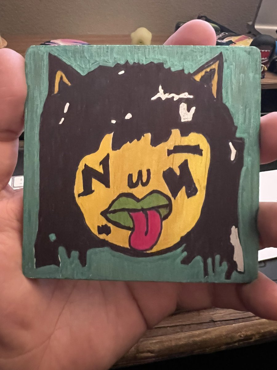 sabet's tweet photo. ❤️✨I love my hand painted @tokyopunksnft coaster by @upwardpeace2u - it’s beautiful- so much gratitude for the TP fam! #nftlove https://t.co/y0blM2mTHa