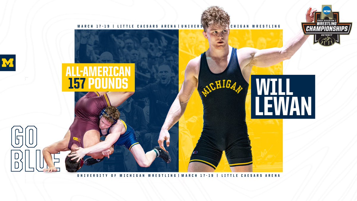 umichwrestling's tweet photo. Now a 2x All-American, @will_lewan38 is into tonight's NCAA 157lb semifinals!

#NCAAWrestling | #GoBlue https://t.co/XbH8KCwvy9