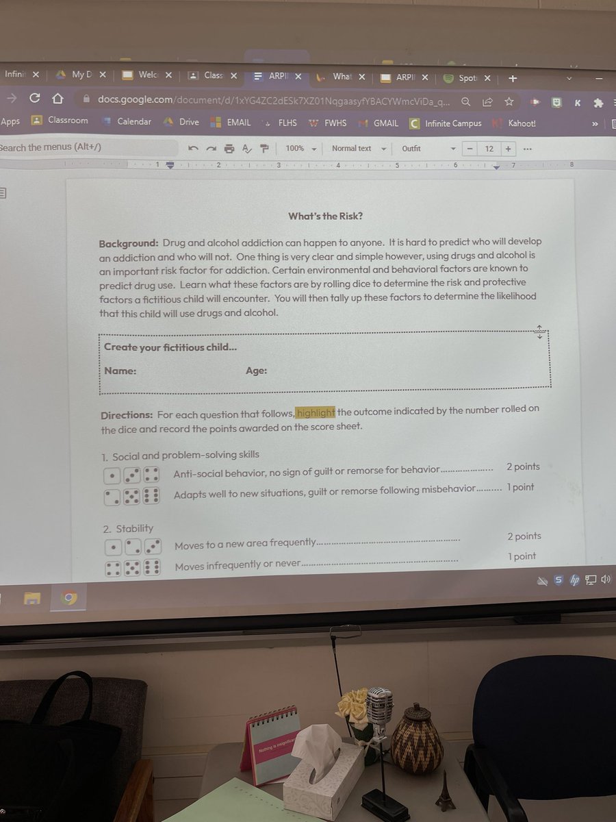 LArpinoTEACH's tweet photo. Rolling the dice with addiction… students are analyzing different influences that contribute to addiction development #health #healtheducation #comprehensivehealth #addictioneducation #highschoolhealth https://t.co/b9imNW6evj