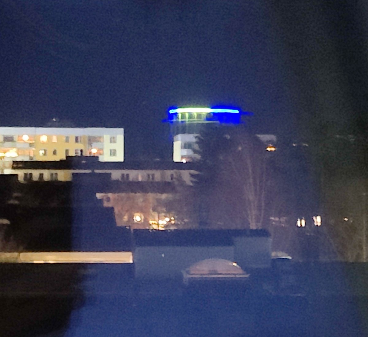 LukasNeiman's tweet photo. @IAPonomarenko Top of the water tower in Tyresö municipality in Sweden got new lights. https://t.co/YtUG9GVSEX