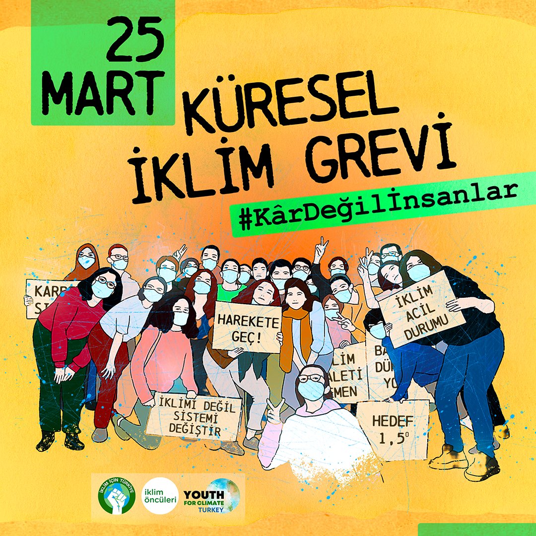 Genç iklim aktivistleri olarak sesleniyoruz! 📣

25 Mart 9. Küresel İklim Grevimizde #kardeğilinsanlar diyerek sokaklara çıkıyoruz 🌻

⬇️