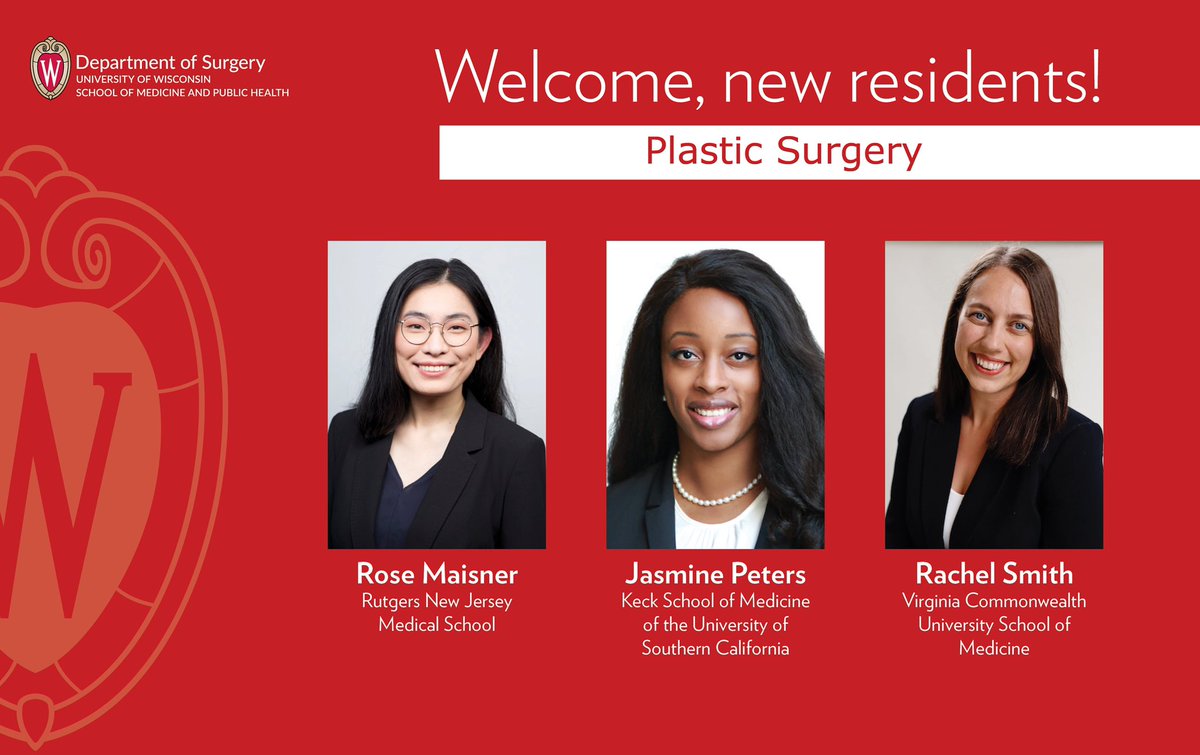 Ecstatic to welcome Rose, Jasmine and Rachel to the <a href="/WiscPlasticSurg/">UW Plastic Surgery</a> family. We are excited to have you on our team in <a href="/WiscSurgery/">UW-Madison Department of Surgery</a>!! #Match2022
